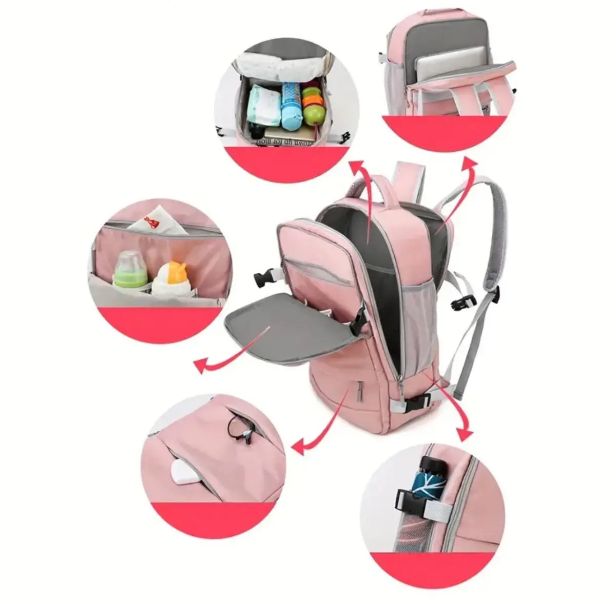 Large Capacity Travel Backpack With Shoe Compartment, Lightweight Laptop Daypack,  up to 17" Laptops | Greige