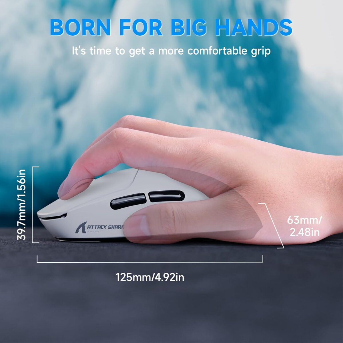 ATTACK SHARK X8 PLUS Wireless Gaming Mouse With PAW3395PRO Sensor, 40,000 DPI, 1K Polling Rate, Tri-Mode Connectivity, 55g SUPERLIGHT, Nano Ice-Feel Coating, And 800mAh Battery | WHITE