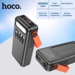 HOCO DB33 Plus Solar Power Bank 30000mAh with Built-In Cables, 22.5W Fast Charging, Multi-Port Output, LED Indicator, Portable Outdoor Charging Solution