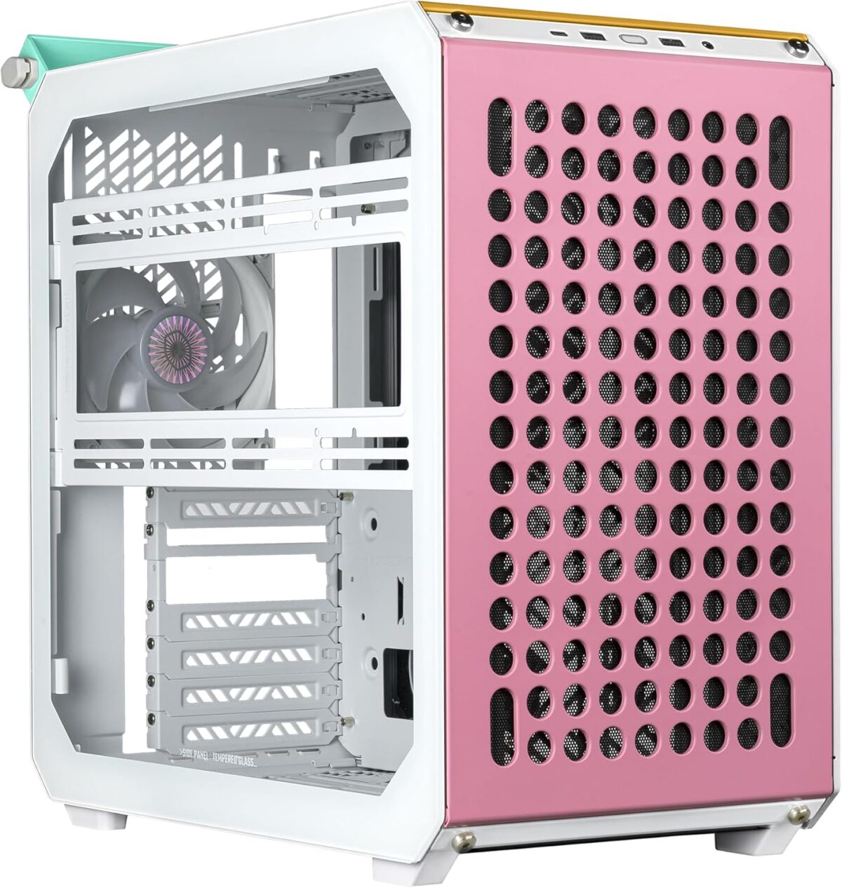 Cooler Master QUBE 500 Flatpack Macaron Edition Mid Tower PC Case With Fully Modular Design, Vertical GPU Mount, E-ATX Support, Dual 280mm Radiators, USB Type-C