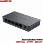 Grandstream GWN7700 5-Port Unmanaged Gigabit Ethernet Switch, 5× RJ45, Plug & Play, Green Technology, QoS, Desktop or Wall Mount