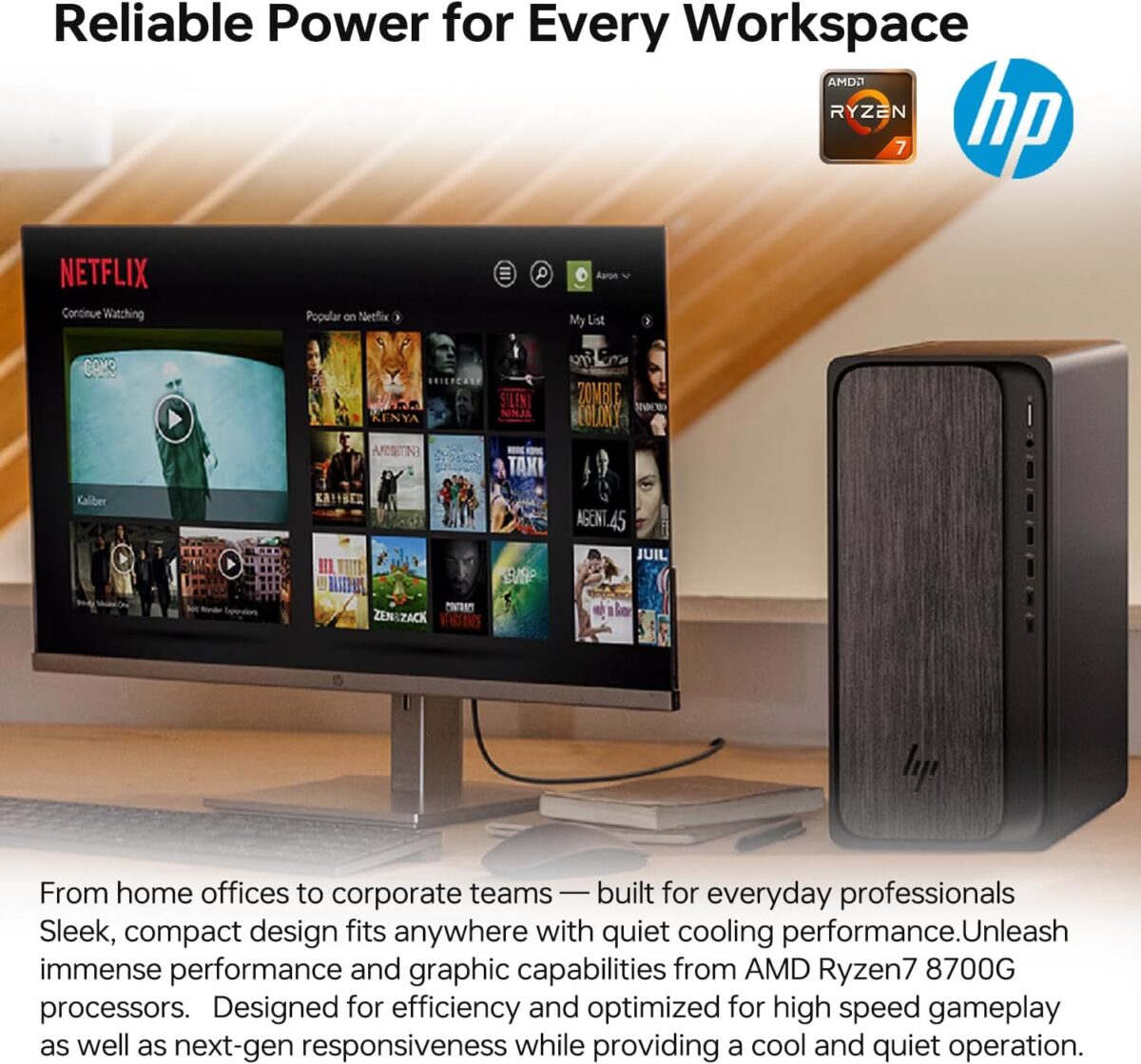 HP OmniDesk Desktop :  AMD Ryzen 7 8700G | 32GB DDR5 RAM ; 1TB NVMe SSD | AMD Radeon Graphics | Windows 11 | HP 510SP Black Wireless Keyboard & Mouse Combo | Slate Black  ~ M02-0127c 
