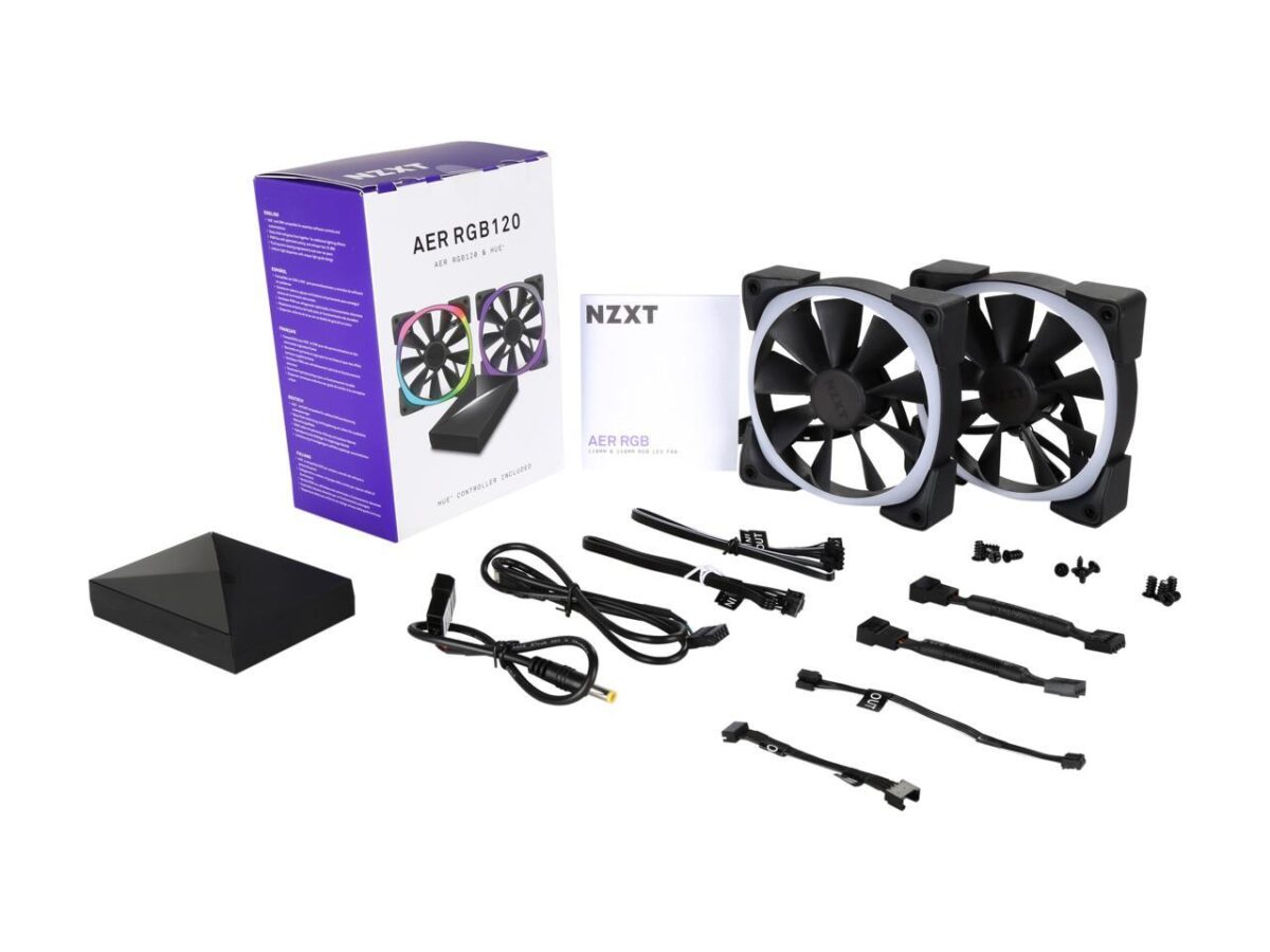 NZXT Aer RGB 2 Twin Starter KIT , 2x RGB Fans with HUE Controller - Image 11