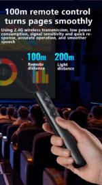 UGREEN Laser Pointer Wireless Remote Controller Presenter - 50654 ; Compatible with Windows, Mac OS, and Linux ; control with a range of up to 100m.