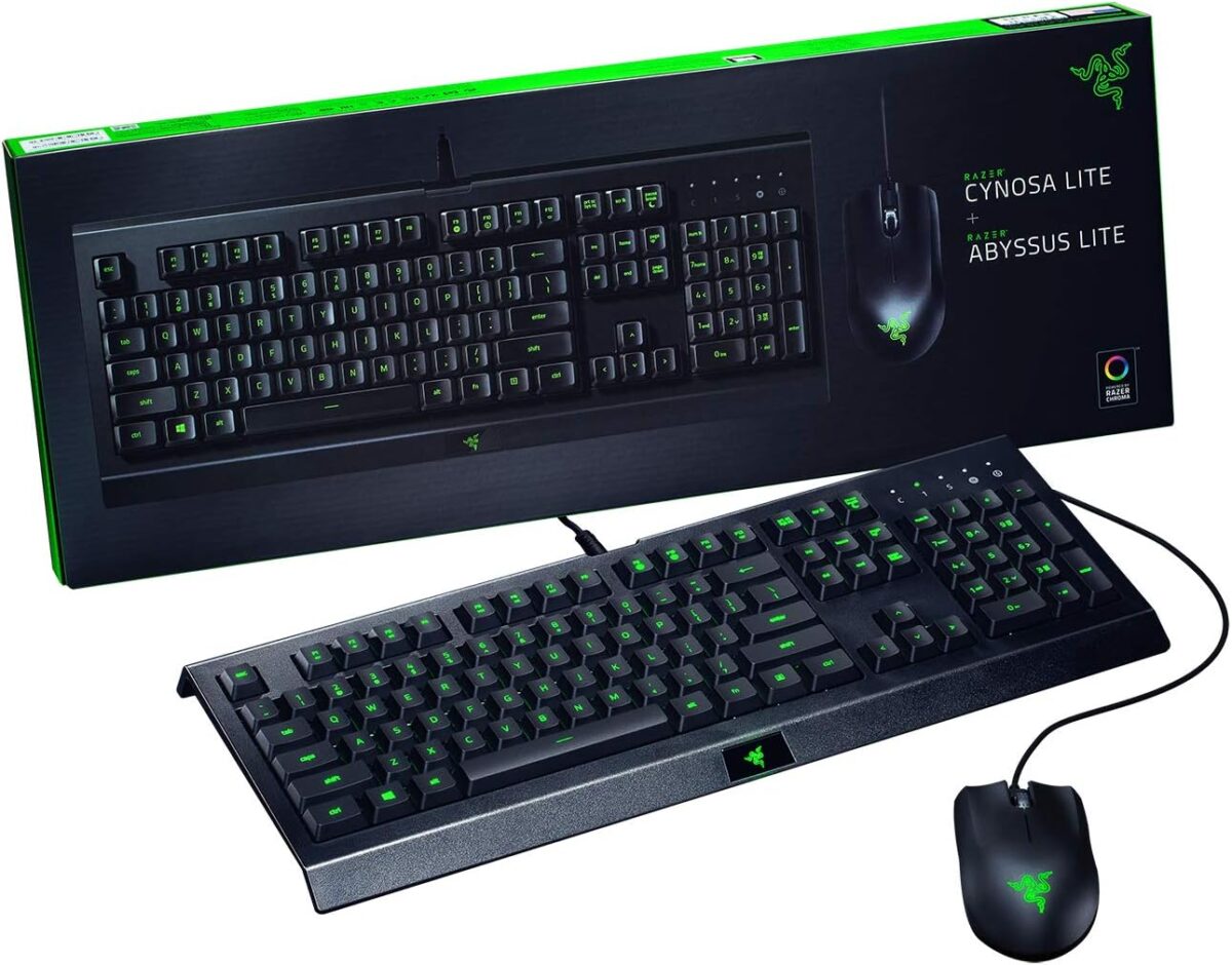 Razer Rz84-02740100-B3M1 Cynosa Lite Keyboard And AbyssUS Lite Mouse Bundle, Soft Cushioned Gaming-Grade Keys, True 6,400 Dpi Optical Sensor