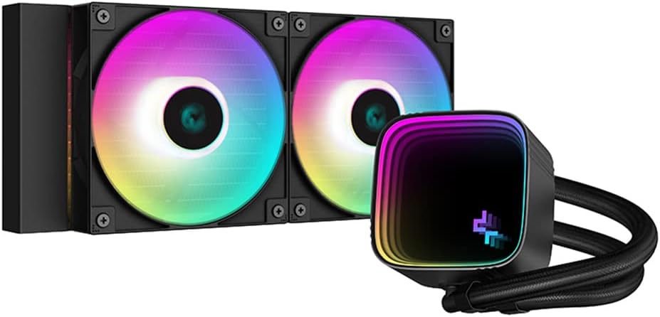 51cd6ZHs3rL._AC_SL1000_ DeepCool LS520 SE Liquid Cooler 240mm ARGB DeepCool LS520 SE Liquid Cooler 240mm 4th Gen Dual-Chamber Pump 3100RPM 280w TDP AIO CPU Cooler with ARGB Fans - BLACK