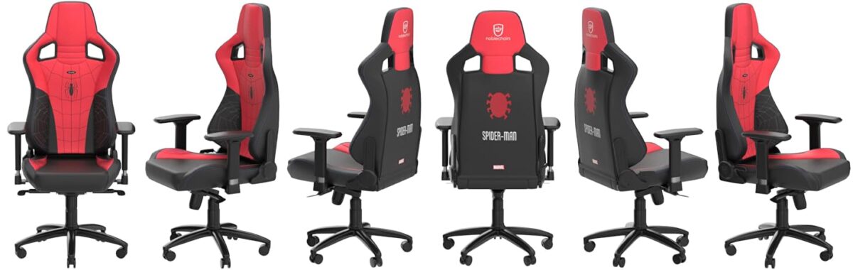 noblechairs Epic Gaming Chair, Ergonomic Office Chair, Office Gamer Armchair, Back Support and Lumbar Support, for Users up to 120kg and 1.85m Height (Spider-Man Limited Edition)