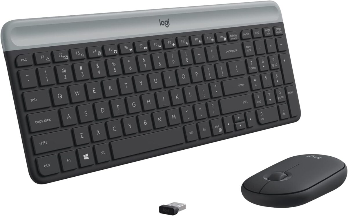 617Z1AjGmgL._AC_SL1500_ Logitech MK470 Slim Wireless Keyboard and Mouse Combo - Modern Compact Layout, Ultra Quiet, 2.4 GHz USB Receiver, Plug n' Play Connectivity, Compatible with Windows - Graphite