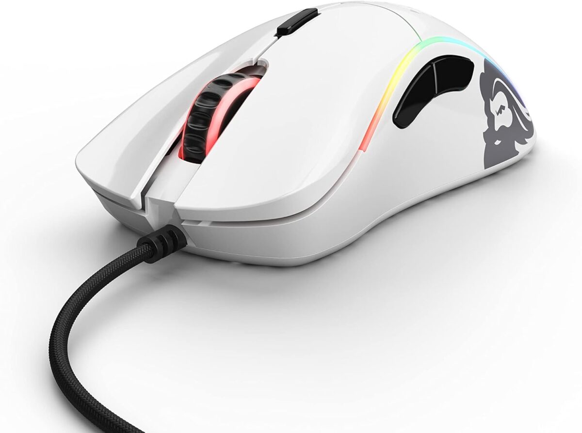 Glorious Gaming  D  Mouse RGB White Glorious Gaming Model D Wired Gaming Mouse - 68g Superlight Honeycomb Design, RGB, Ergonomic, Pixart 3360 Sensor, Omron Switches, PTFE Feet, 6 Buttons - Glossy White