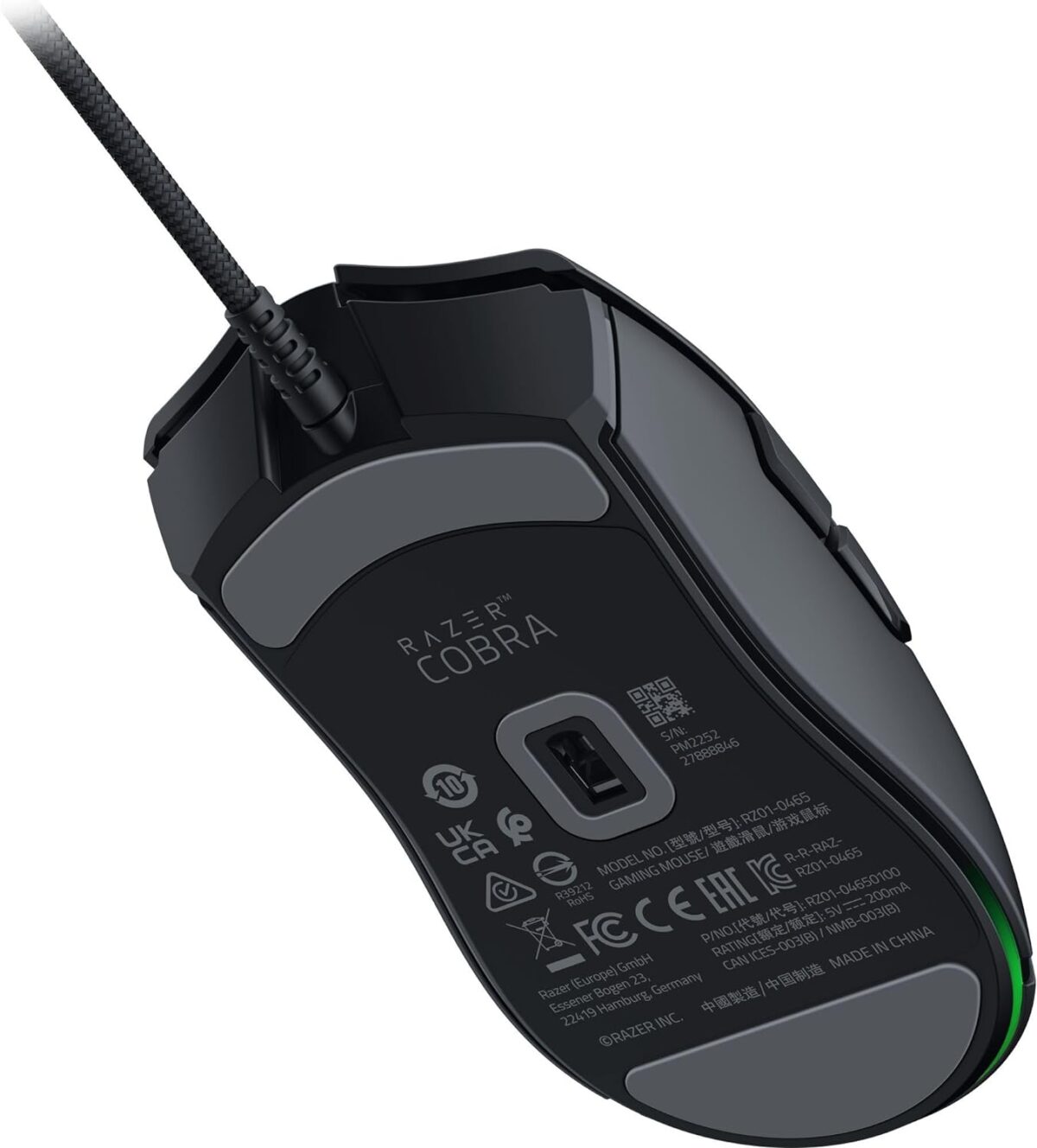 Razer Cobra Wired Gaming Mouse: 58g Lightweight Design - Gen-3 Optical Switches - Chroma RGB Lighting with Underglow - Precise 8500 DPI Optical Sensor - 100% PTFE Mouse Feet - Speedflex Cable - Black