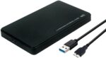 Hard Disk Drive External Enclosure Case Caddy - USB 3.0 SATA, 2.5 inch, for HDD, Solid State Drive SSD - Tool Free - BLACK