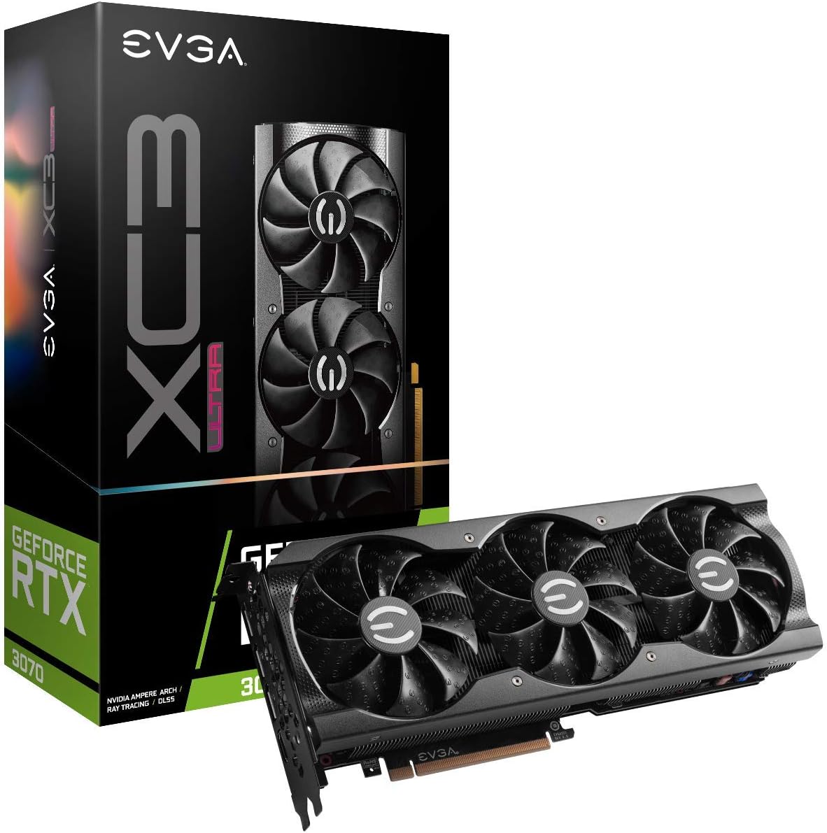 61HR4Z7llgL._AC_SL1200_ EVGA GeForce RTX 3070 XC3 Gaming Black – 8GB GDDR6, 1725 MHz Boost, iCX3 Cooling, ARGB, Ray Tracing, DLSS, PCIe 4.0, 2.2 Slot, 1440p Gaming Powerhouse (USED) - Image 1