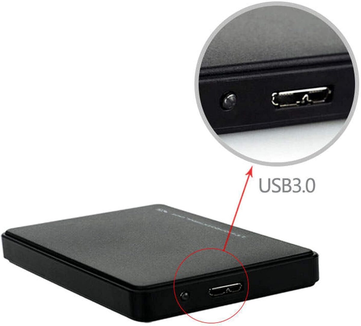 Hard Disk Drive External Enclosure Case Caddy - USB 3.0 SATA, 2.5 inch, for HDD, Solid State Drive SSD - Tool Free - BLACK