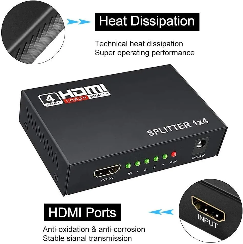61RUrtK4lgL._AC_SL1000_ HDMI Splitter 1080P 3D 1 in 4 Out