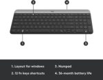 Logitech MK470 Slim Wireless Keyboard and Mouse Combo - Modern Compact Layout, Ultra Quiet, 2.4 GHz USB Receiver, Plug n' Play Connectivity, Compatible with Windows - Graphite