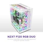 NZXT F120 RGB Duo - 120mm Dual-Sided RGB Fan – 20 Individually Addressable LEDs – Balanced Airflow and Static Pressure – Fluid Dynamic Bearing – PWM Control – Anti-Vibration Rubber Corners – White