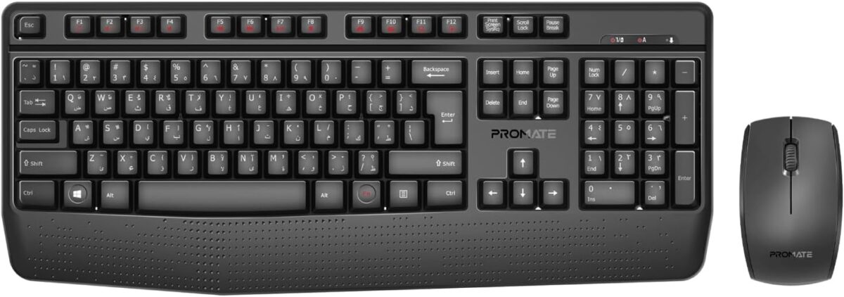 Enhanced Productivity: ProCombo-14 combines an ergonomic multimedia keyboard with a palm rest and an ambidextrous mouse that boosts productivity and enhances your desk. ⌨️Wireless Freedom: Get a stable and secure wireless connection up to 10 meters away with this wireless keyboard and mouse combo.