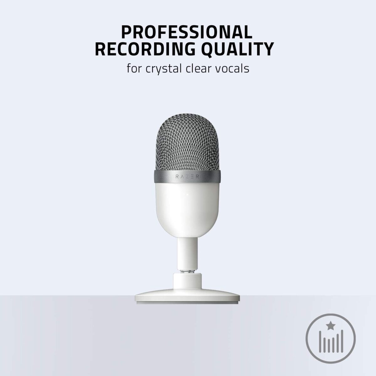Razer Seiren Mini USB Condenser Microphone: for Streaming and Gaming on PC - Professional Recording Quality - Precise Supercardioid Pickup Pattern - Tilting Stand - Shock Resistant - Mercury White