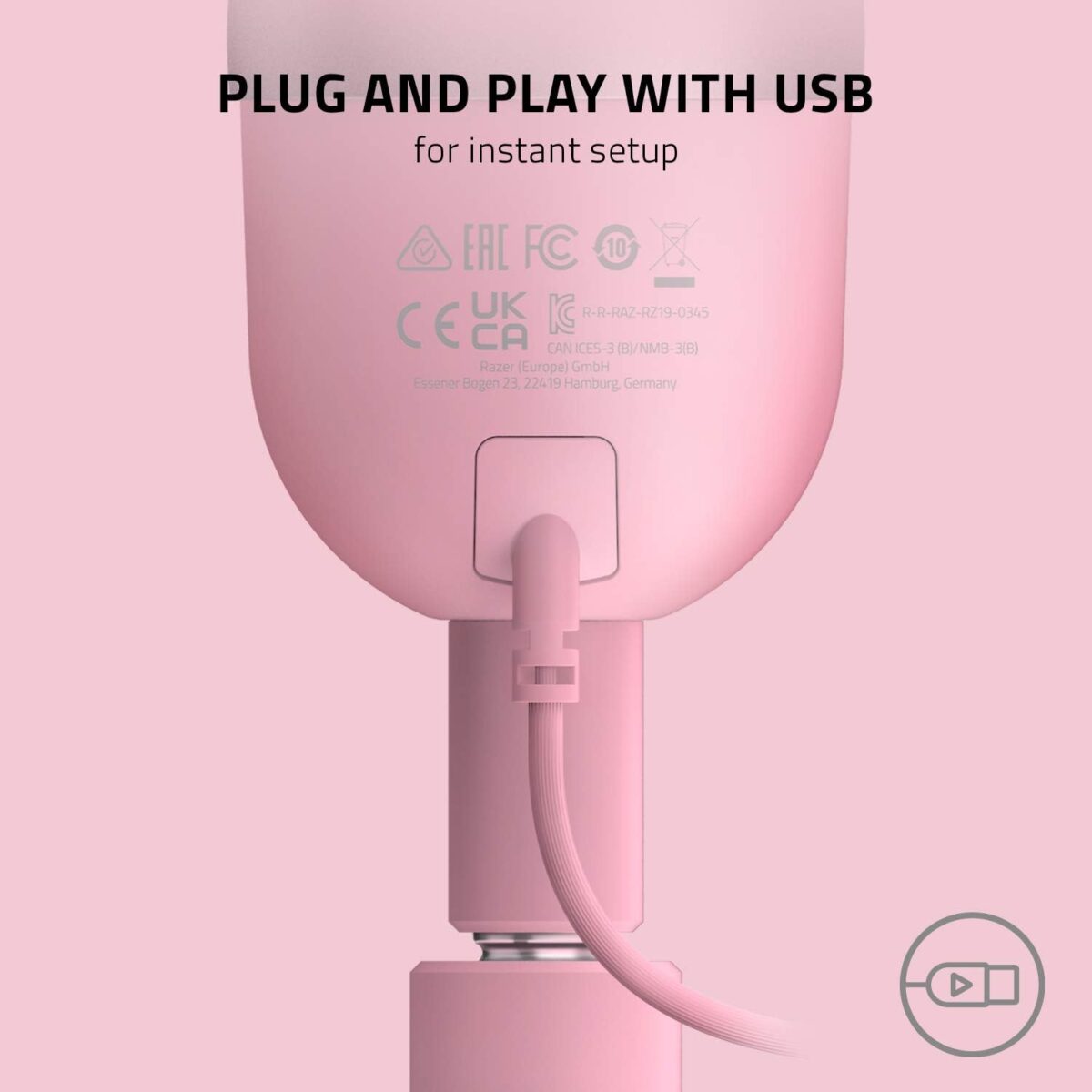 Razer Seiren Mini USB Condenser Microphone: for Streaming and Gaming on PC - Professional Recording Quality - Precise Supercardioid Pickup Pattern - Tilting Stand - Shock Resistant - Quartz Pink
