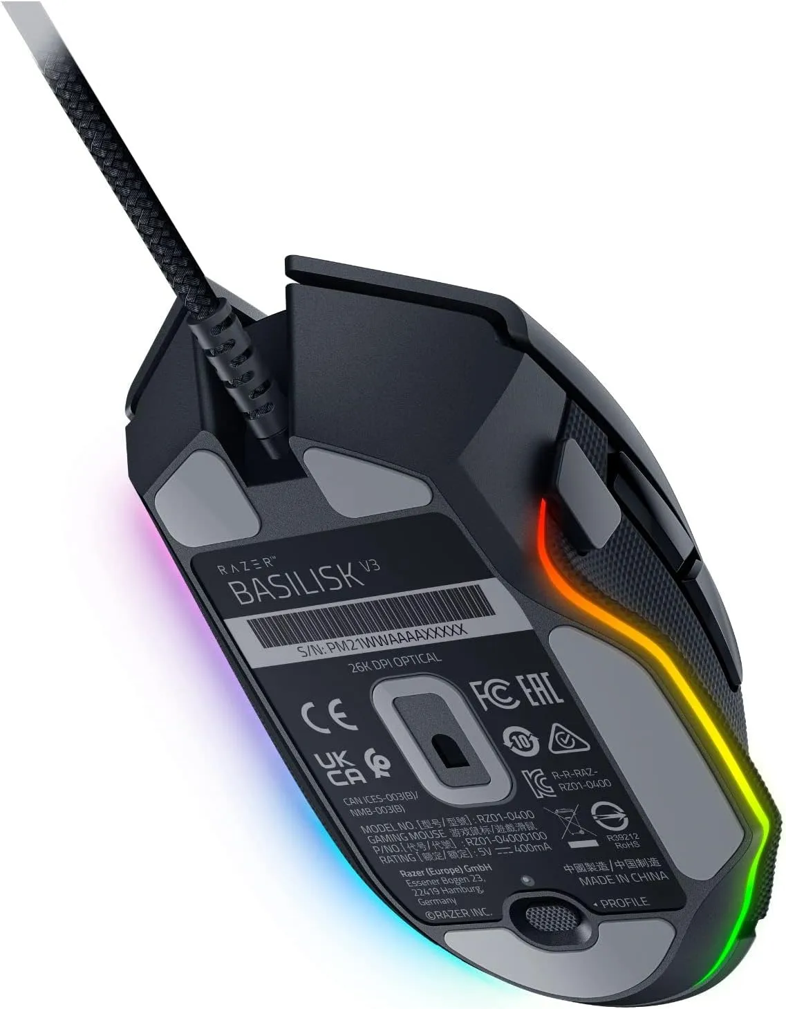 61zMc+op1pL._AC_SL1500_ Razer Basilisk V3 Customizable Ergonomic Gaming Mouse: Fastest Gaming Mouse Switch - Chroma RGB Lighting - 26K DPI Optical Sensor -Classic Black