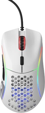 Glorious Gaming  D  Mouse RGB White Glorious Gaming Model D Wired Gaming Mouse - 68g Superlight Honeycomb Design, RGB, Ergonomic, Pixart 3360 Sensor, Omron Switches, PTFE Feet, 6 Buttons - Glossy White