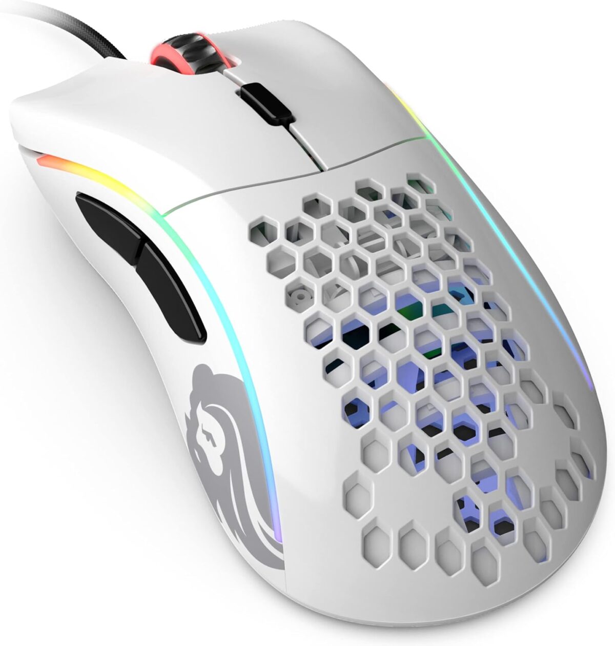 Glorious Gaming  D  Mouse RGB White Glorious Gaming Model D Wired Gaming Mouse - 68g Superlight Honeycomb Design, RGB, Ergonomic, Pixart 3360 Sensor, Omron Switches, PTFE Feet, 6 Buttons - Glossy White