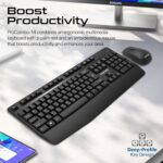Enhanced Productivity: ProCombo-14 combines an ergonomic multimedia keyboard with a palm rest and an ambidextrous mouse that boosts productivity and enhances your desk. ⌨️Wireless Freedom: Get a stable and secure wireless connection up to 10 meters away with this wireless keyboard and mouse combo.