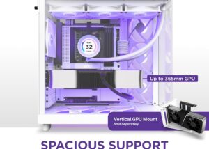 NZXT H6 Flow RGB | CC-H61FW-R1 | Compact Dual-Chamber Mid-Tower Airflow Case | Includes 3 x 120mm RGB Fans | Panoramic Glass Panels | High-Performance Airflow Panels | Cable Management | White