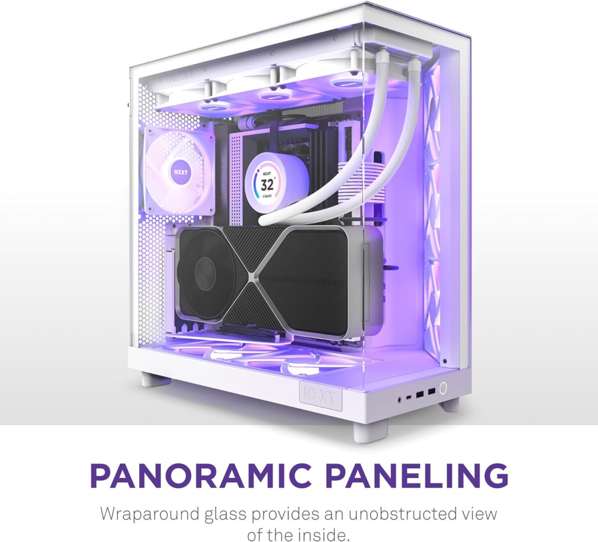NZXT H6 Flow RGB | CC-H61FW-R1 | Compact Dual-Chamber Mid-Tower Airflow Case | Includes 3 x 120mm RGB Fans | Panoramic Glass Panels | High-Performance Airflow Panels | Cable Management | White