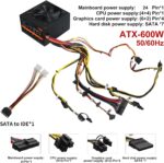 600W Power Supply ATX Gaming PC PSU Active PFC Full Voltage 110/220V Non Modular Computer Power Supplies Bronze for Desktop Server