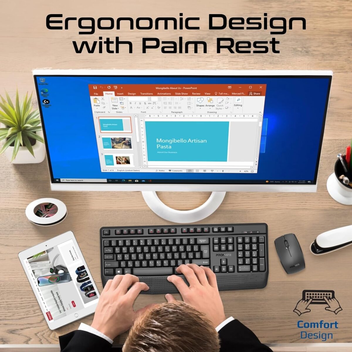  ERGONOMIC WIRELESS Keyboard and Mouse Combo