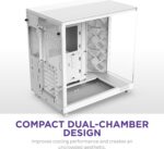 NZXT H6 Flow RGB | CC-H61FW-R1 | Compact Dual-Chamber Mid-Tower Airflow Case | Includes 3 x 120mm RGB Fans | Panoramic Glass Panels | High-Performance Airflow Panels | Cable Management | White