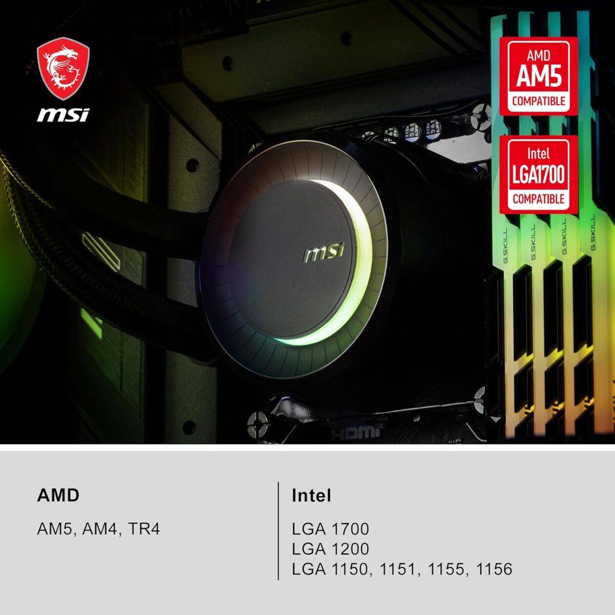 MSI MAG CORELIQUID E360 - AIO RGB CPU Liquid Cooler - 360mm Radiator - 3 x 120mm ARGB PWN Fans. - Image 3