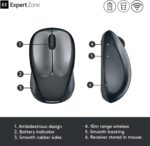 LOGITECH M235 Wireless Optical Mouse  -Smooth optical tracking - USB Receiver - 2.4 GHz wireless connection - DPI (Min/Max): 1000±