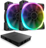 NZXT AER RGB 2 120mm Case Fans Twin Starter Pack with Hue 2 Black  HF-2812C-D1