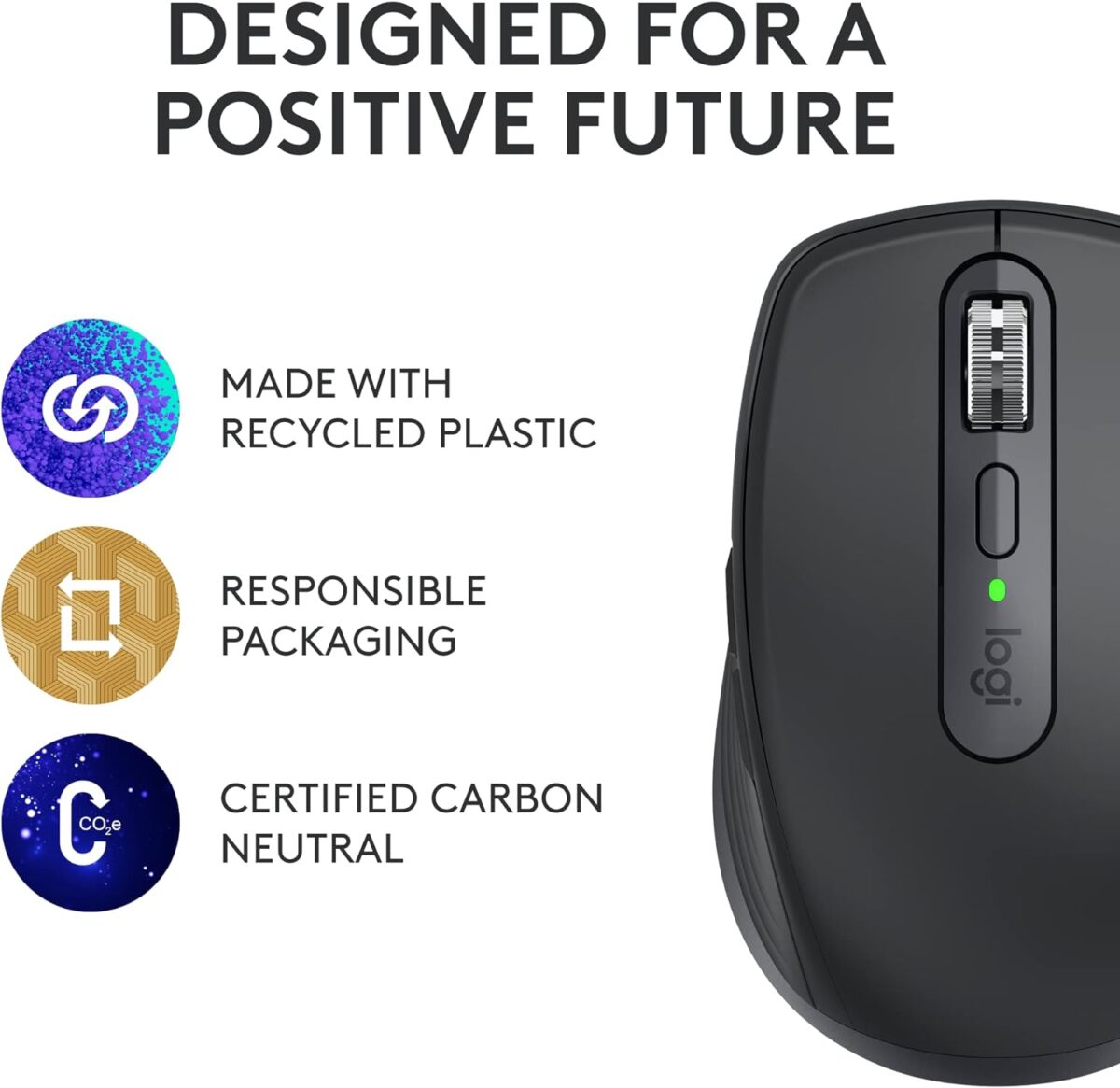 Logitech MX Anywhere 3S Compact Wireless Mouse, Fast Scrolling, 8K DPI Tracking, Quiet Clicks, USB C, Bluetooth, Windows PC, Linux, Chrome, Mac - Graphite