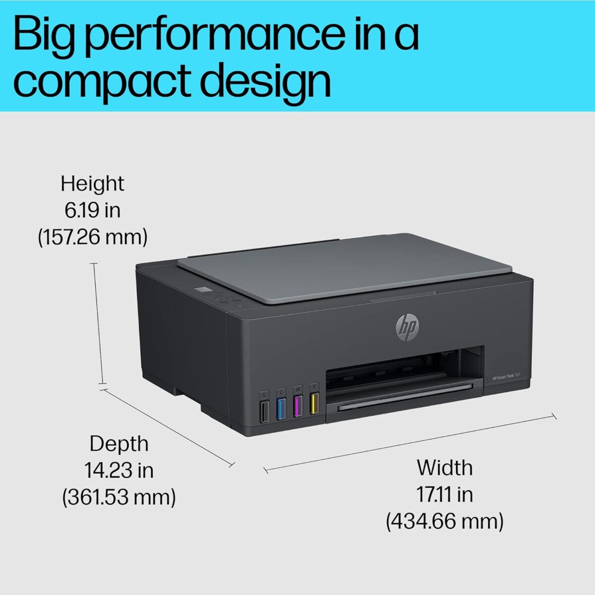 HP Smart Tank 581 All-in-One Printer, Color Printer for Home/office, Print; copy; scan; Wireless; Print upto 6000 black/color pages - Image 3