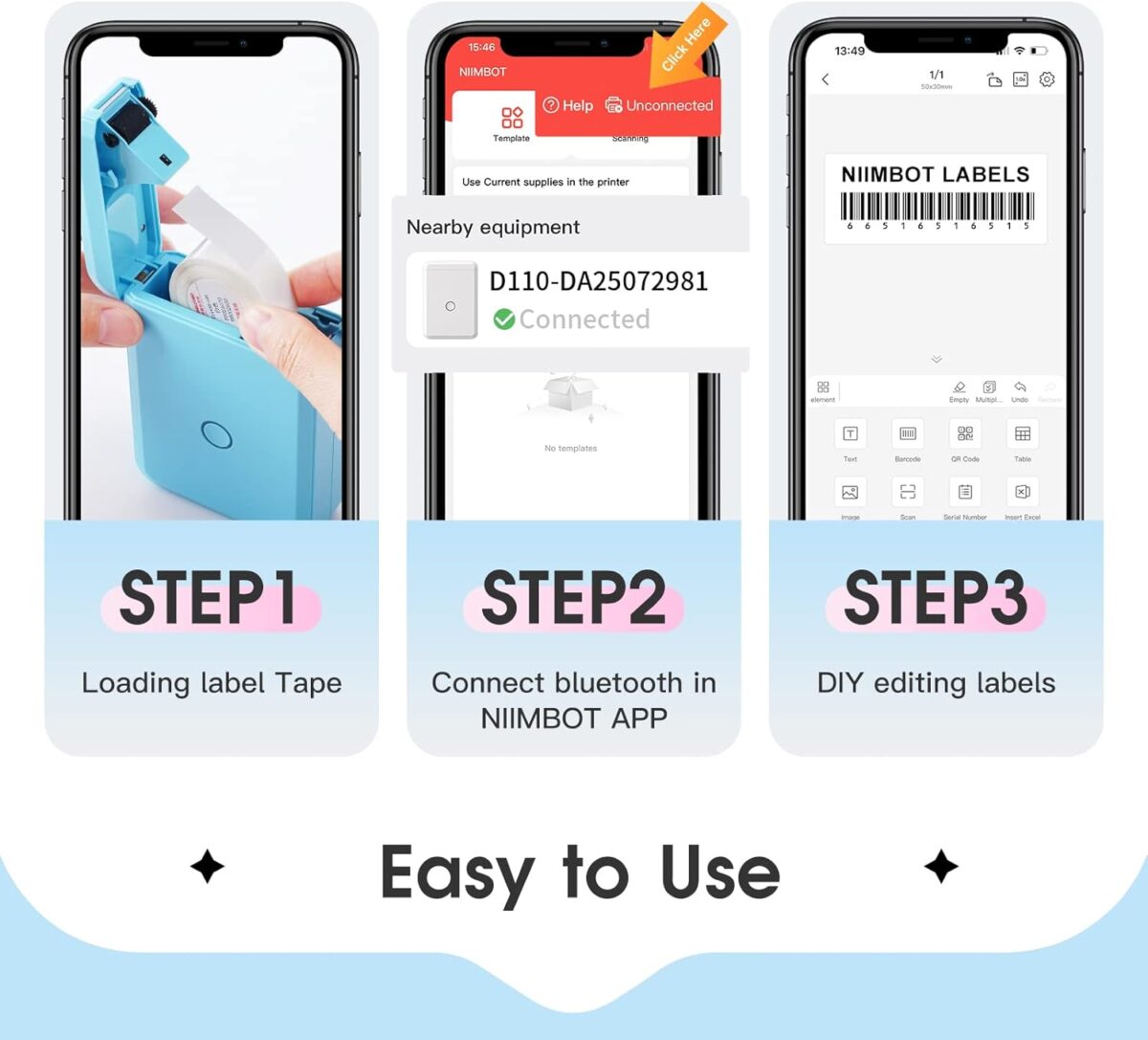 NIIMBOT D110 THERMAL Label PRINTER BLUE