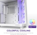 NZXT H6 Flow RGB | CC-H61FW-R1 | Compact Dual-Chamber Mid-Tower Airflow Case | Includes 3 x 120mm RGB Fans | Panoramic Glass Panels | High-Performance Airflow Panels | Cable Management | White
