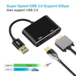 USB 3.0 HDMI  VGA CONVERTER ADAPTOR USB 3.0 to HDMI & VGA, 2 in 1 Adapter USB 3.0 to VGA/HDMI Adapter Converter Dual Multi External Display Sync Output 4K HD 1080P Support Windows 7 8 10 ONLY for Windows
