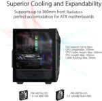 ASUS TUF Gaming GT301 ATX mid-tower compact case with tempered glass side panel, honeycomb front panel, 120mm AURA Addressable RGB fan, headphone hanger and 360mm radiator support.