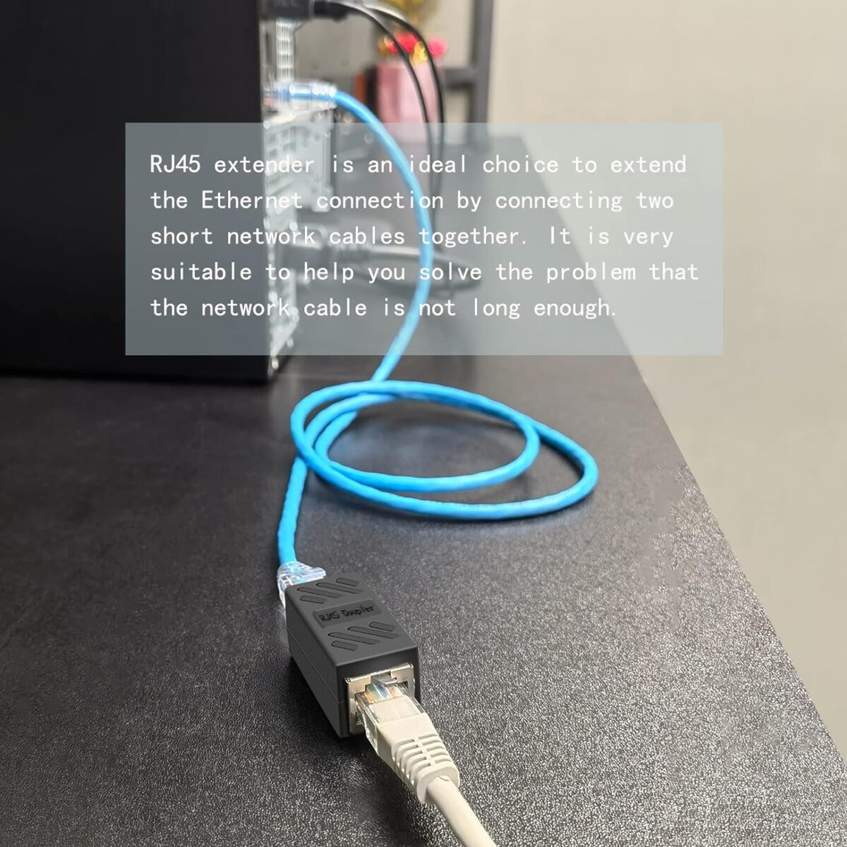 RJ45 Coupler in-Line Coupler Female to Female Ethernet Coupler for Cat7/ Cat6/ Cat5/ Cat5e Ethernet Cable Extender Adapter (Black)