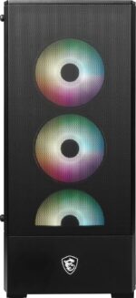 MSI MAG Forge 112R Mid-Tower PC Case - Tempered Glass, ATX, Micro-ATX & Mini-ITX Capacity, Front Mesh Panel, 4 x 120mm ARGB Fans with Hub Controller, Magnetic Dust Filter, USB 3.2 Gen 1 Type-A Ports