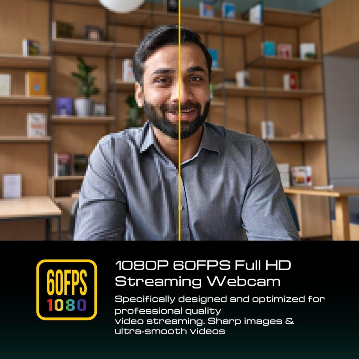 GAMDIAS IRIS M1 Streaming Webcam, Full HD 1080p 60FPS, Premium No Distortion Lens, Adjustable Ring Light, Accurate Auto Focus,BUILD-IN MIC, Works with OBS/StreamLabs/X Split for Twitch, Facebook, YouTube Streamer