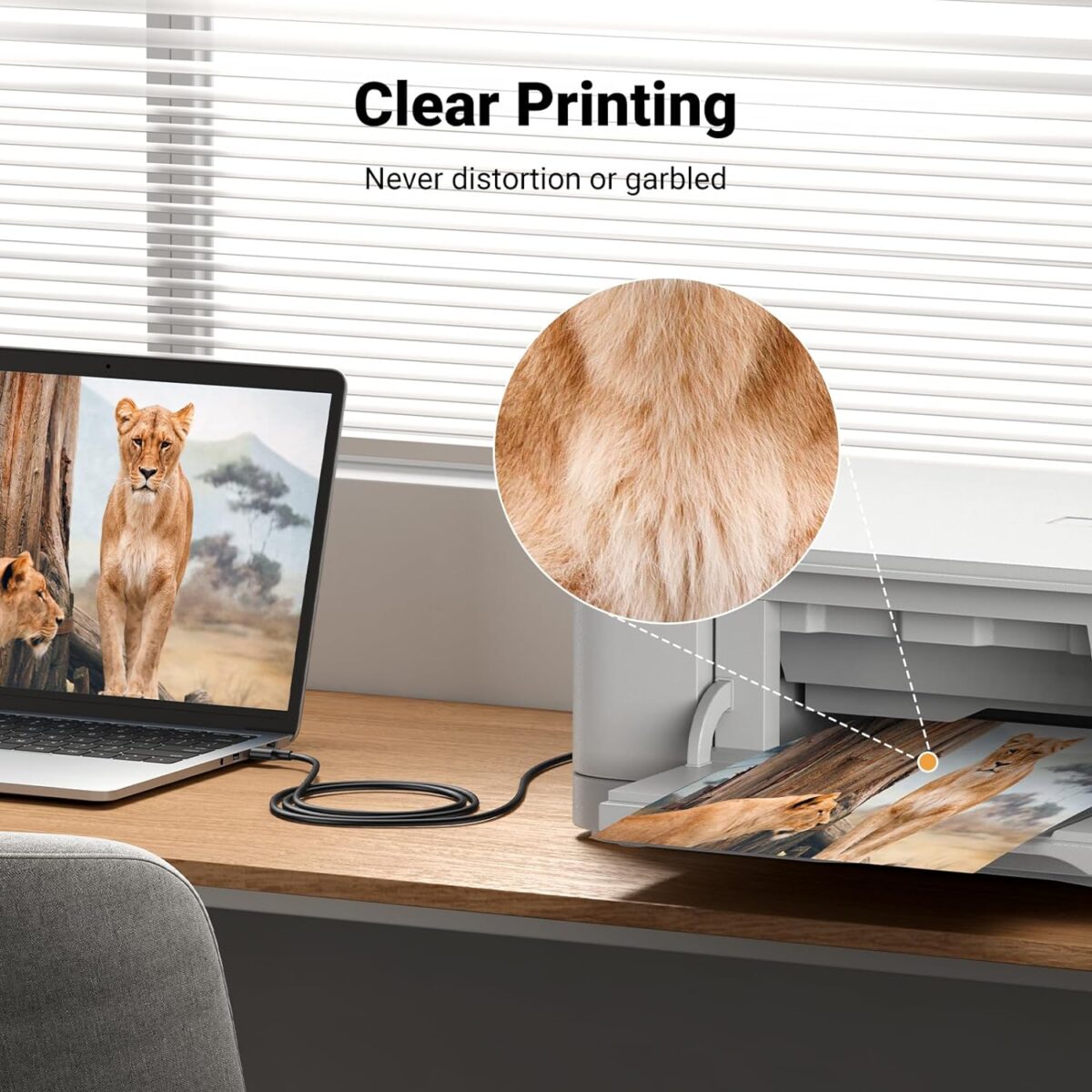 UGREEN 10350 USB Printer Cable - USB A to 2.0 USB B 1.5M High-Speed Printer Cord Compatible with Hp, Canon, , Samsung, Dell, Epson, Lexmark, Xerox, Piano