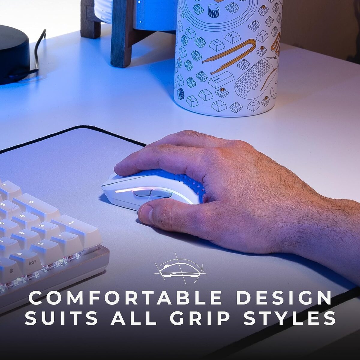 rand Glorious PC Gaming Race Color White Connectivity Technology 2.4GHz Wireless, Bluetooth Special Feature Wireless, Lightweight, Ambidextrous, Customizable RGB Movement Detection Technology Optical