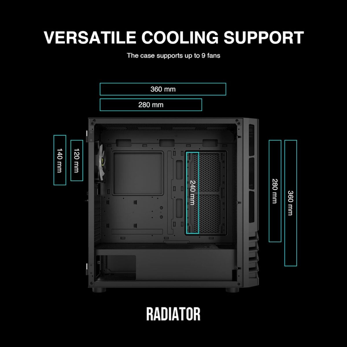 Argus M4 MID Tower CASE BLACK GAMDIAS Argus M4 MID GAMING Tower CASE  , 1 Built-in 140mm Front Fan and 120mm Rear Fan , Sync with 5V ARGB Motherboard , Tempered Glass , Motherboards up to ATX - BLACK