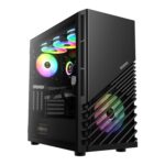 Compatible with Dual 360mm Radiator (Top & Front) 1 Built-in 140mm Front Fan and 120mm Rear Fan Sync with 5V ARGB Motherboard Tool-Free Installation Tempered Glass Window Supports Motherboards up to ATX