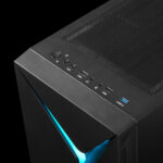 CUTTING EDGE Sync with 5V ARGB Motherboard RGB Streaming Lighting Left Tempered Glass Panels with Swing Door Design 1 Built-in 120mm Rear Fan Supports Motherboards up to ATX Magnetic Dust Filter Switch RGB Lighting Style with One Touch