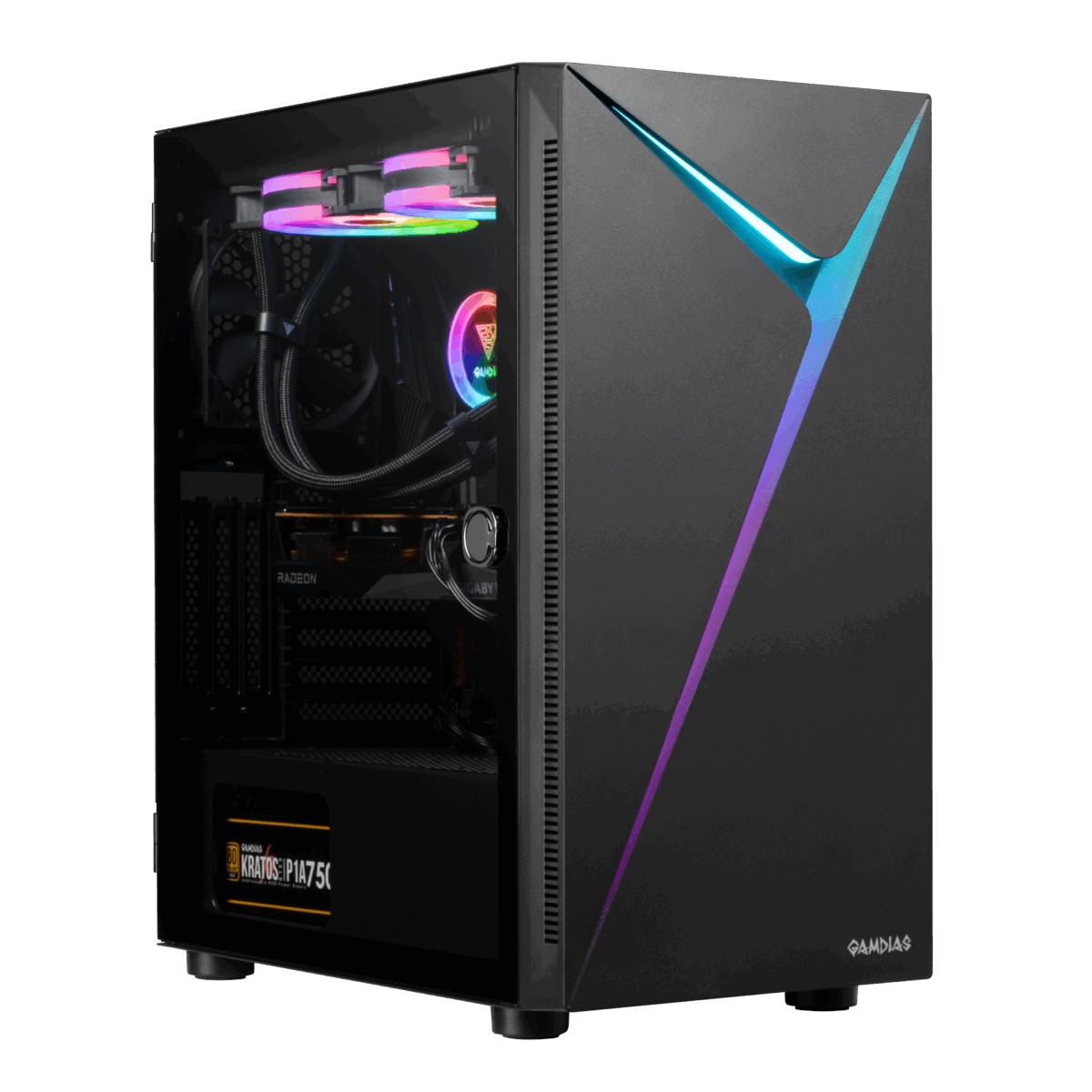 GAMDIAS ARGUS E4 ELITE GAMING ARGB PC CASE , Sync with 5V ARGB Motherboard , Tempered Glass , up to ATX Motherboards , 1 Built-in 120mm Rear Fan - BLACK